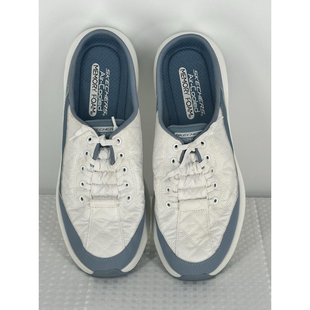 Skechers Cozy Fit Women Shoes Contour Memory Foam SZ 10 White/Blue Air Cooled - Picture 2 of 8